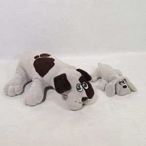 Tonka Pound Puppies Large Hound 17" Vtg 1985 Plush Dog Gray Black Spot w/extra